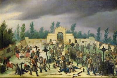 Scena dalla battaglia di Solferino: Combattimento nel cimitero da Antonio Spandri